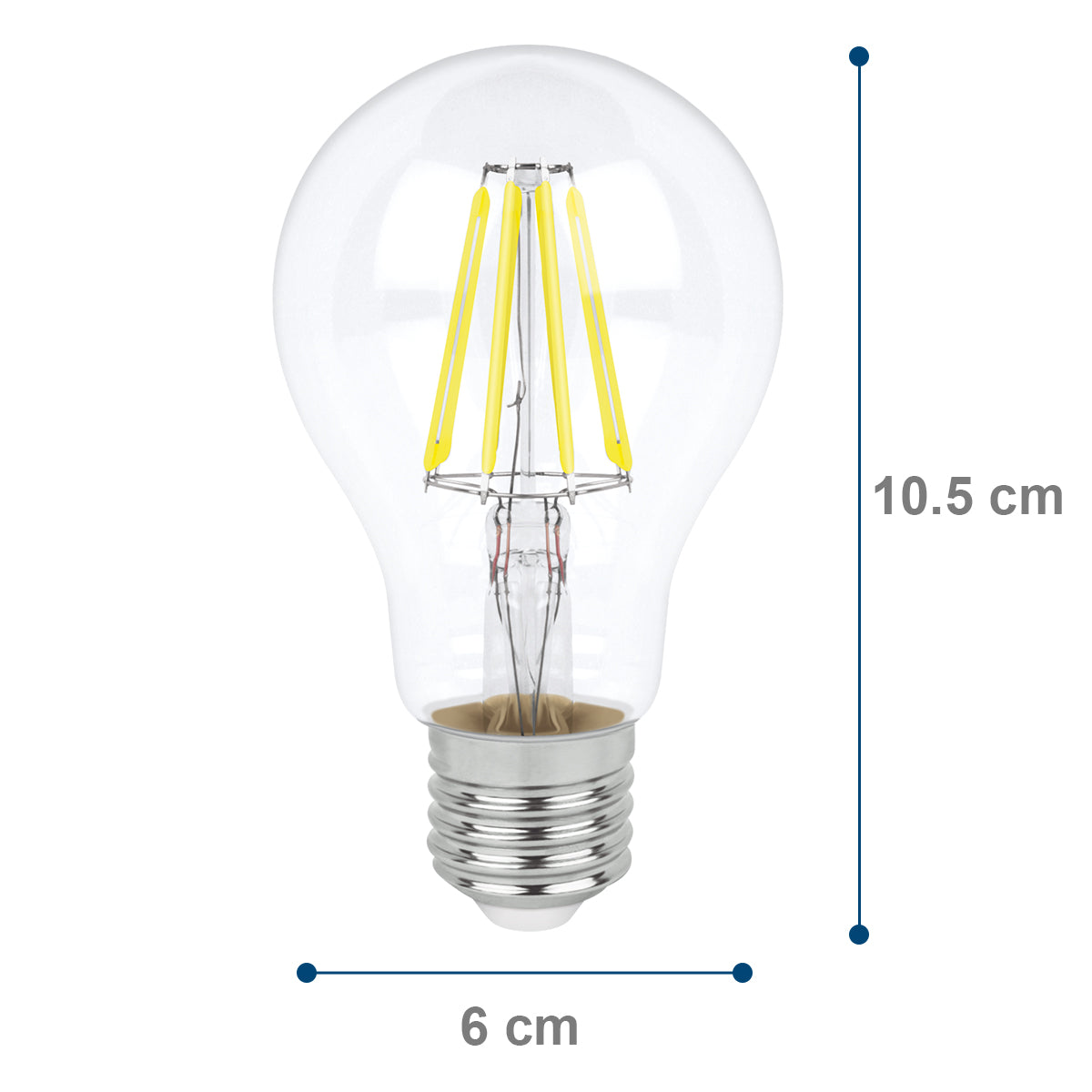 115593 AKSI - Foco LED filamentos A19 6W luz blanca, caja color