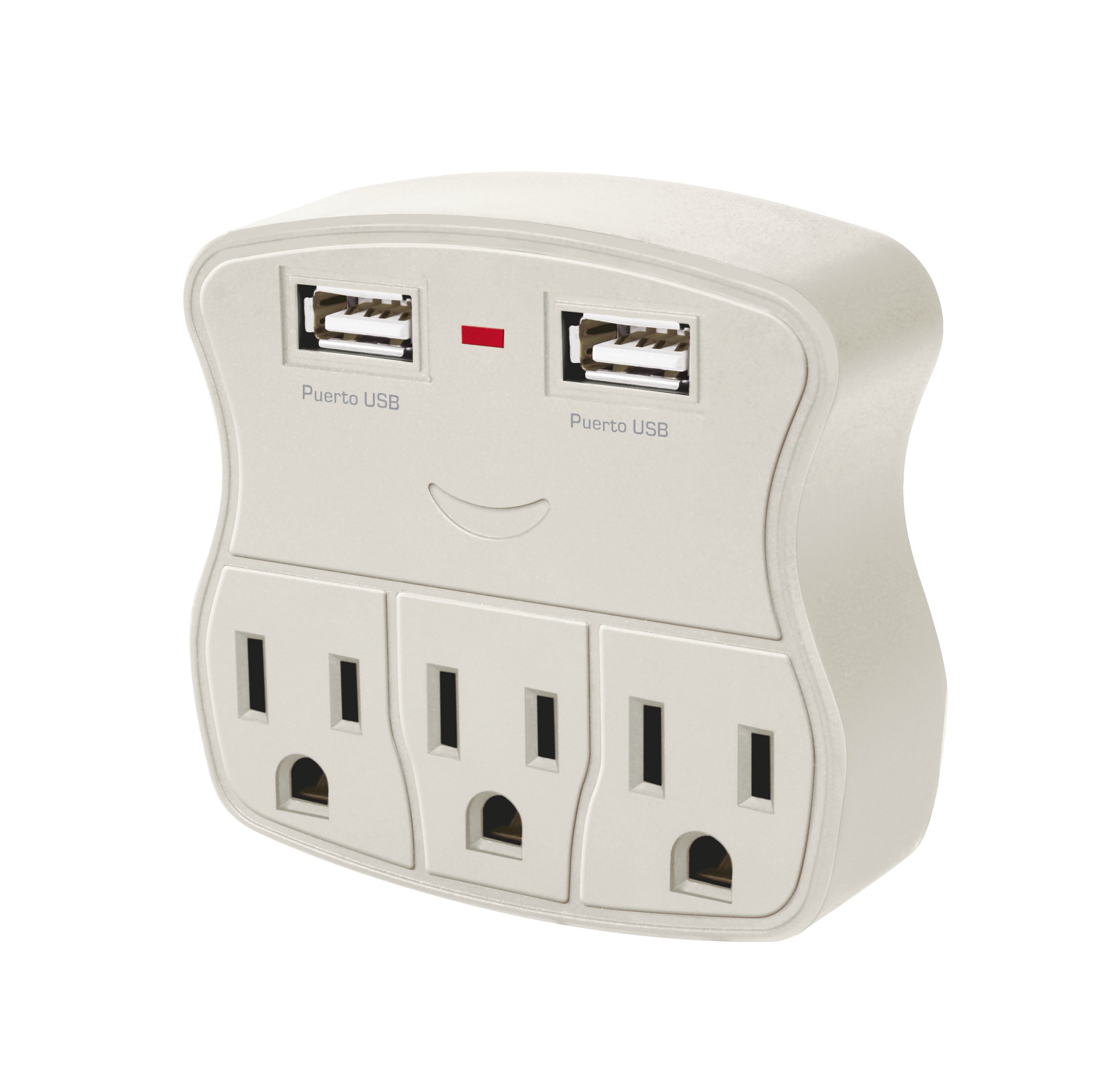 117421 AKSI - Multicontacto de pared 3 toma corriente + 2 USB