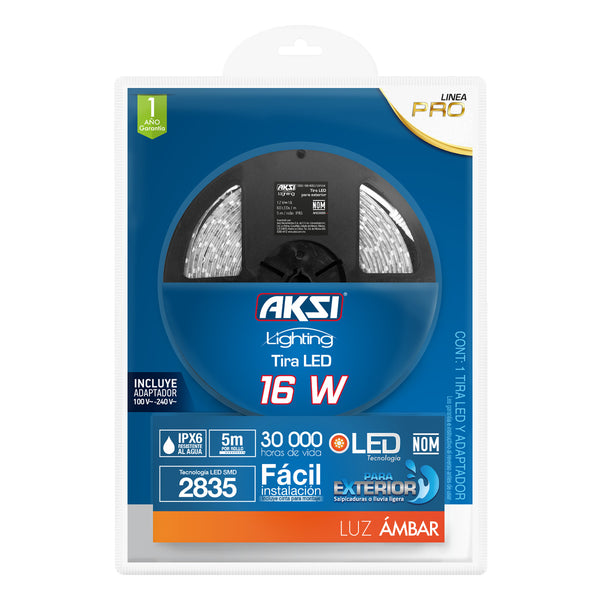 Tira LED Aksi 16W para Exterior IPX6 5m Ambar