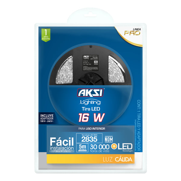 Tira LED Aksi 16W para Interior 5m Cálida