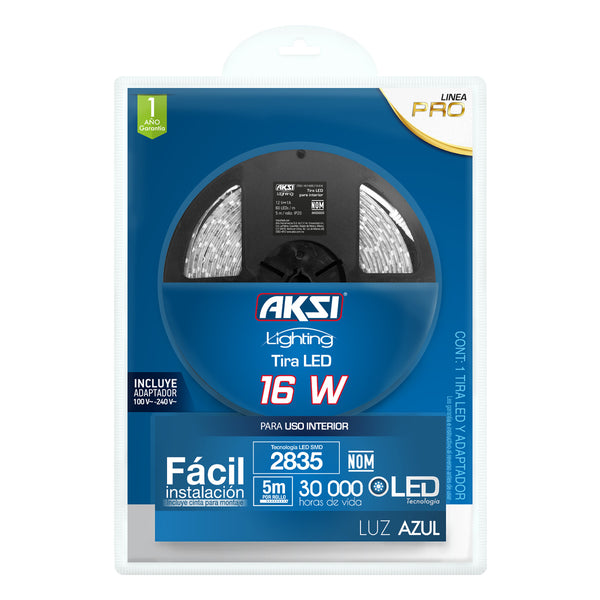 Tira LED Aksi 16W para Interior 5m Azul