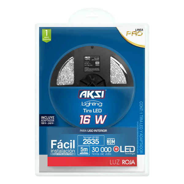 Tira LED Aksi 16W para Interior 5m Rojo