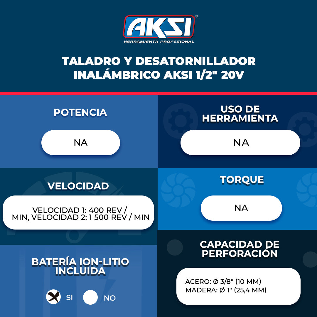 Ficha técnica de Taladro Inalámbrico Brushless 1/2