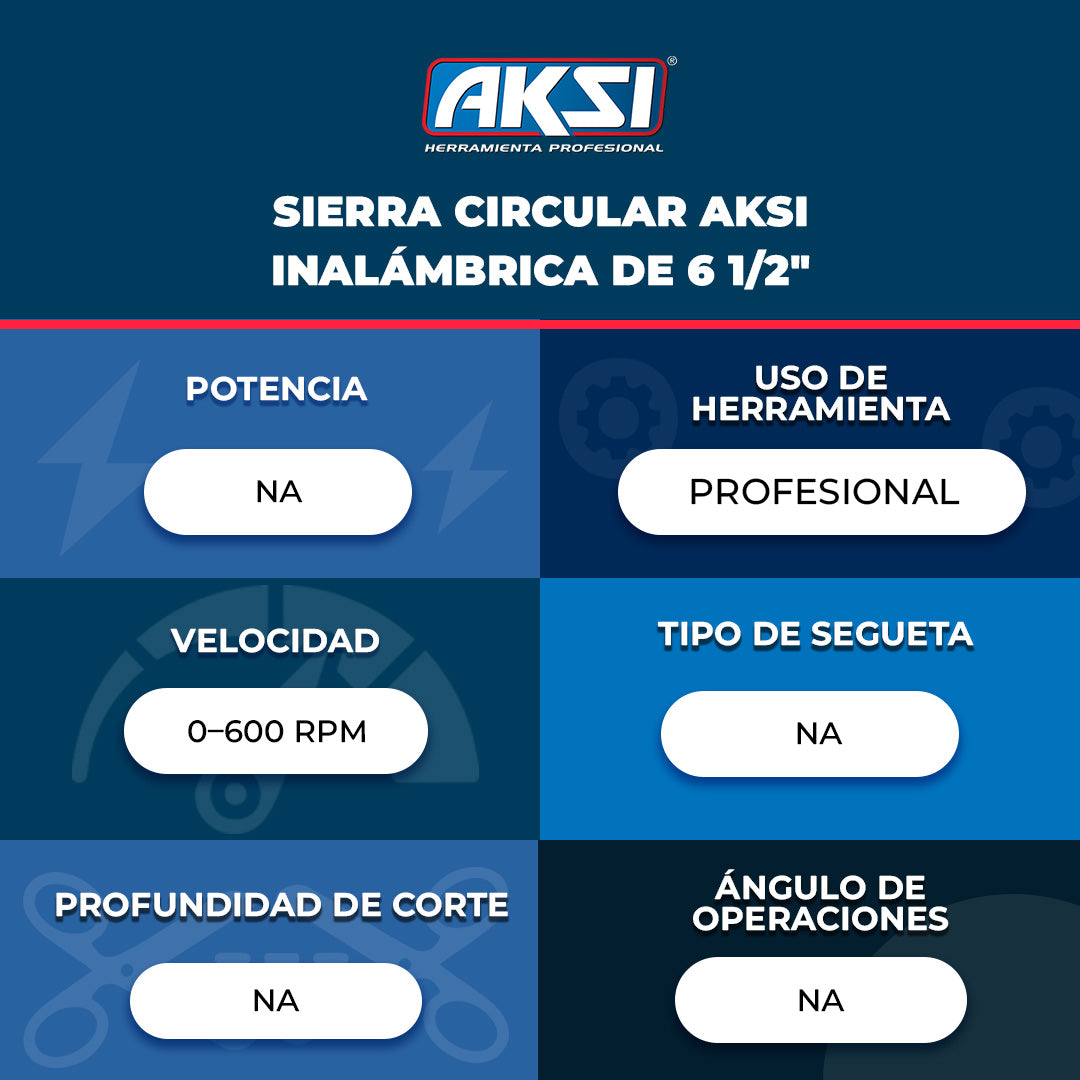 Ficha técnica de Sierra Circular Inalámbrica 6-1/2