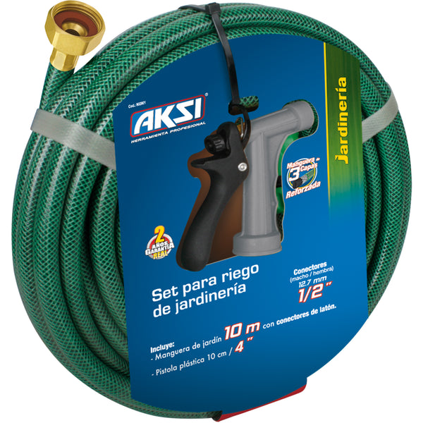 Set para Riego de Jardinería con Pistola Plástica 10 mts