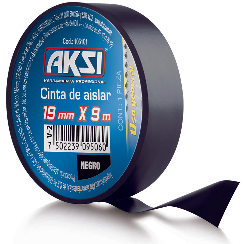105107 AKSI - Cinta de aislar amarilla 19 mm x 18m