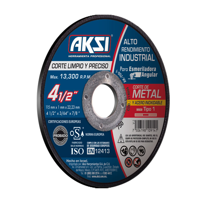 114604 AKSI - Disco corte de metal y acero inox. 4 1/2