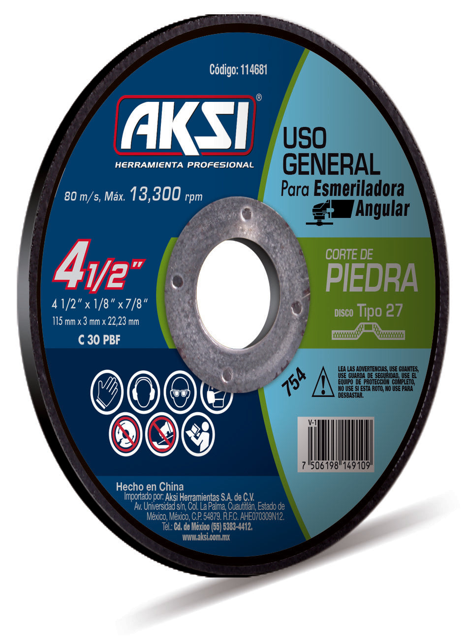 114681 AKSI - Disco corte de piedra 4 1/2