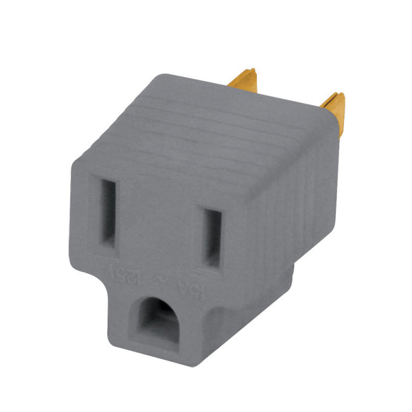 Adaptador de Clavija Aterrizada 3 a 2 Gris