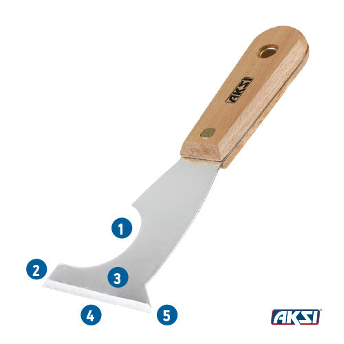 100121 AKSI - Espatula de 5 funciones, Mango madera